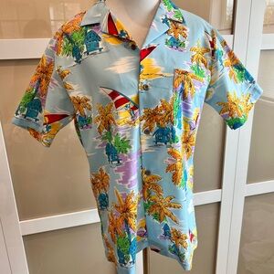 Vintage Islander Vibrant Tropical Print Shirt